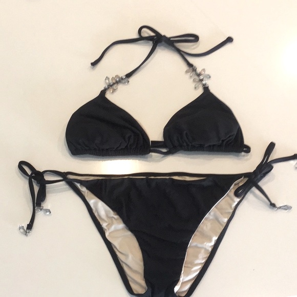 Beautiful Beaded Black Bikini!! - Picture 1 of 5